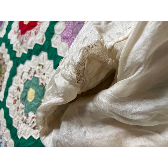 Antique Edwardian White Net Lace Silk Blouse Crochet Panels High Neck AS IS - Picture 15 of 16